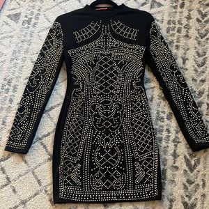 Black& gold studded bodycon dress